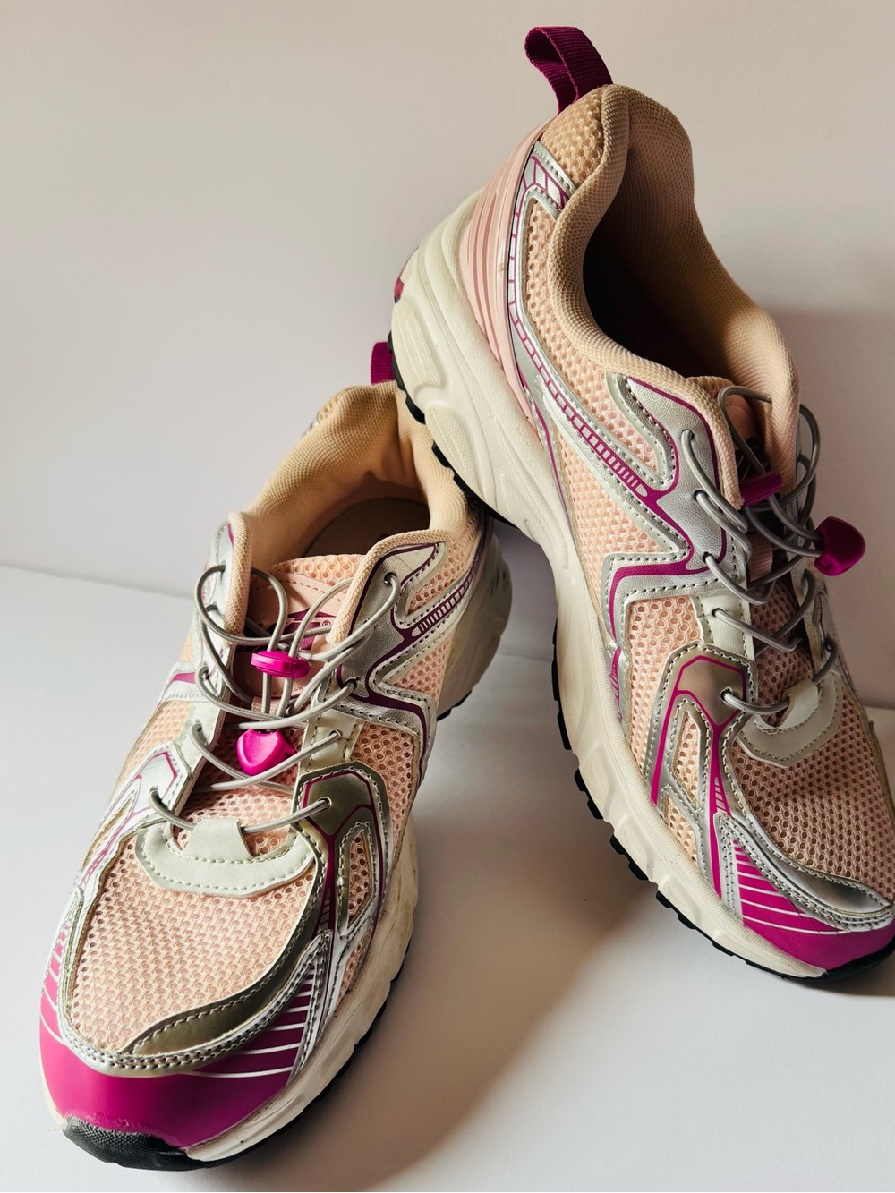 Avia Womens 9.5 Pink & Silver Athletic Sneaker Slip On Shoe Tennis Shoes Running